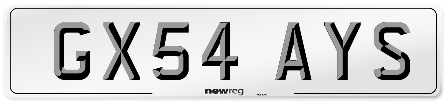 GX54 AYS Number Plate from New Reg